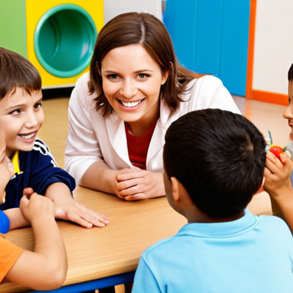 **Image Prompt 1: First Meeting with Children**
   - "A warm and welcoming scene of a recreation leader meeting a group of curious children for the first time. The leader is smiling, surrounded by excited kids with bright eyes, showcasing a friendly and engaging atmosphere. Background elements include colorful toys and recreational equipment."