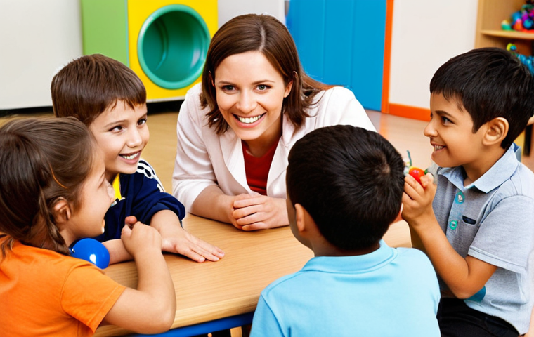 **Image Prompt 1: First Meeting with Children**
- "A warm and welcoming scene of a recreation leader meeting a group of curious children for the first time. The leader is smiling, surrounded by excited kids with bright eyes, showcasing a friendly and engaging atmosphere. Background elements include colorful toys and recreational equipment."