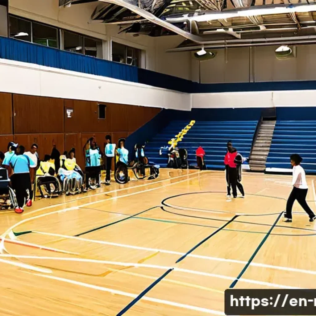 레크리에이션 활동 참가자 만족도 조사 - A vibrant community sports event held in a newly renovated indoor gymnasium, featuring diverse parti...