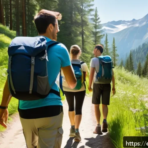 Home 17 레크리에이션 활동의 심리적 효과 - A serene outdoor scene featuring a diverse group of adults enjoying a sunny weekend hike on a forest...